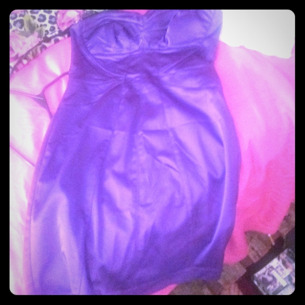 Purple satin tube dress